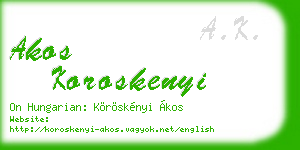 akos koroskenyi business card